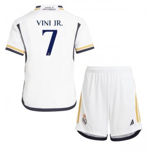 Real Madrid Vinicius Junior #7 Dětské Domácí dres komplet 2023-24 Krátký Rukáv (+ trenýrky)